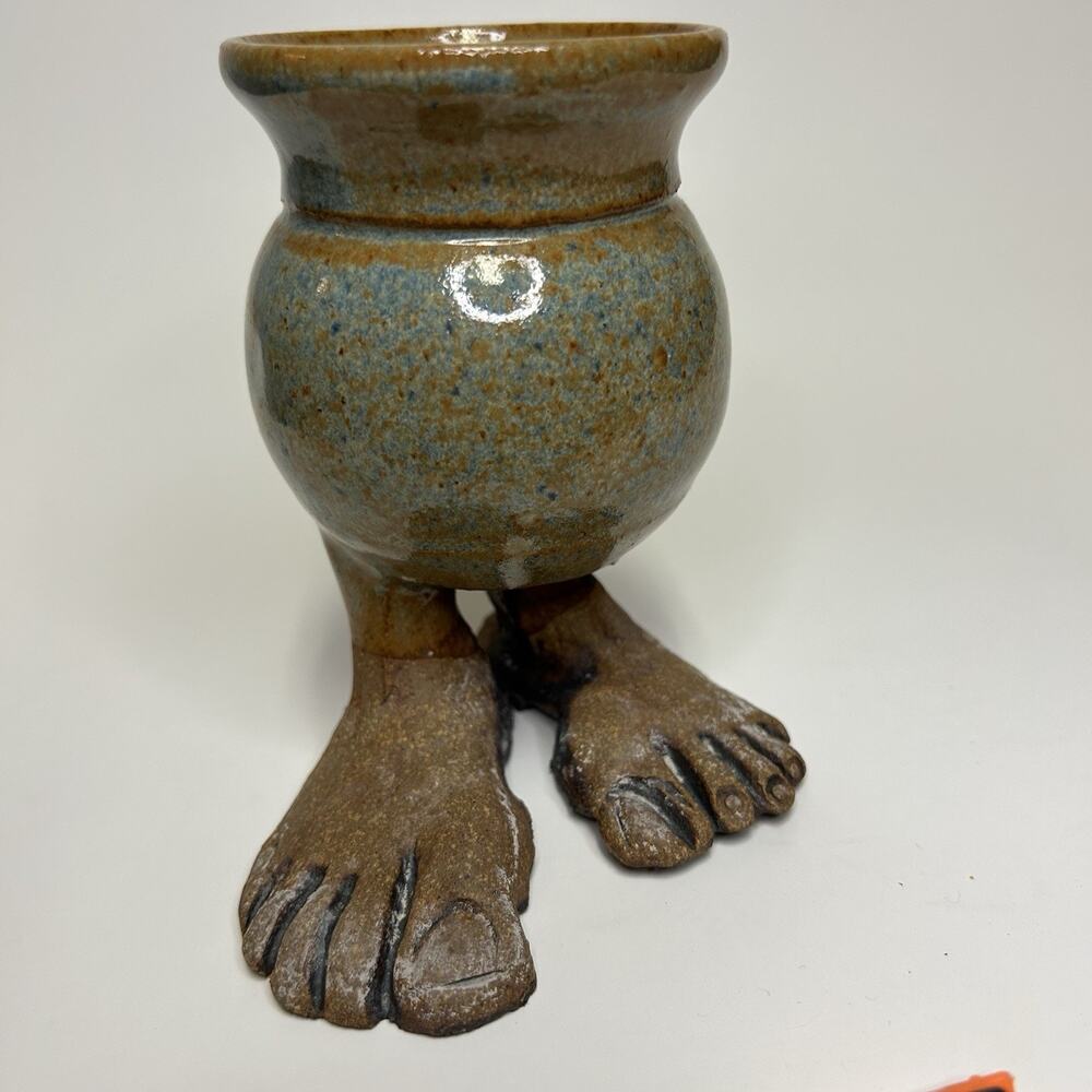 handmade Troll feet funny toes art pottery mug Gremlin